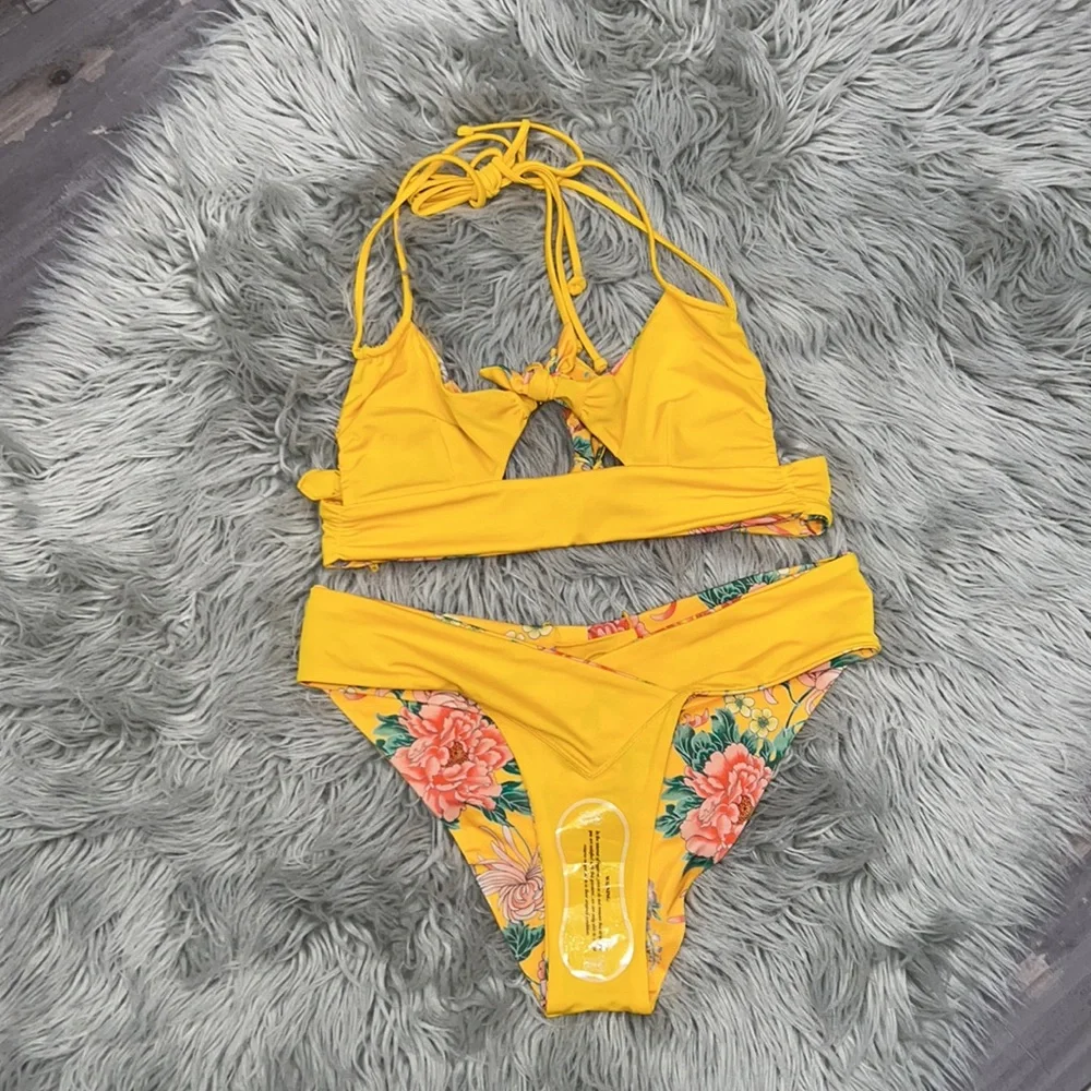 Victoria’s Secret We Are HAH Eco Reversible Golden Yellow Floral Bikini